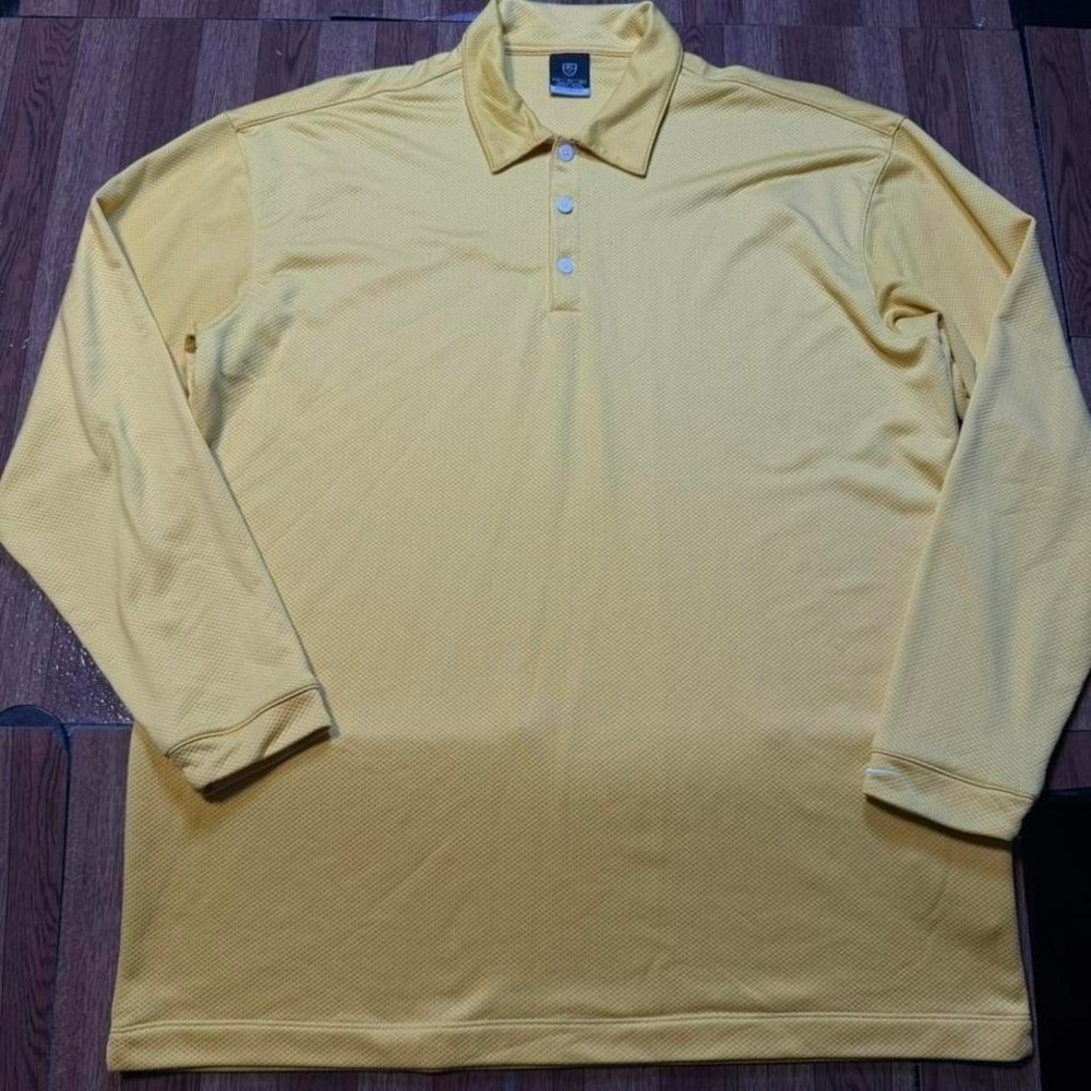 Nike Golf Sphere Yellow Thermal Retro Tech Sportswear Sleeve Polo Shirt XL
